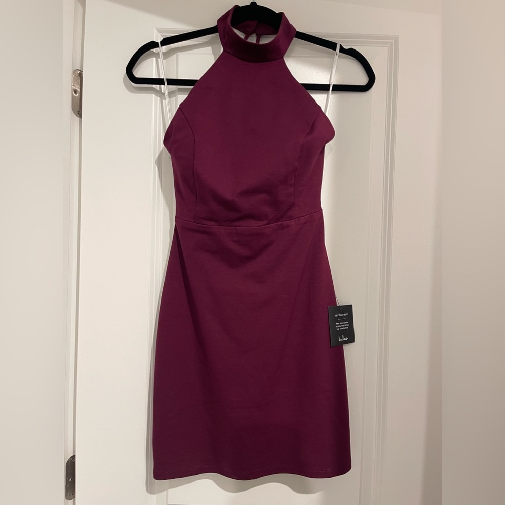 NWT LULUs Burgundy Size Small Open Back Mini Dress